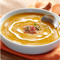 Roasted Sweet Potato Soup with Bacon